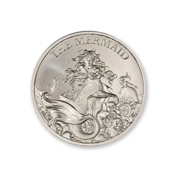 An Intaglio Mint Pre-Sale coin with a mermaid on it.
