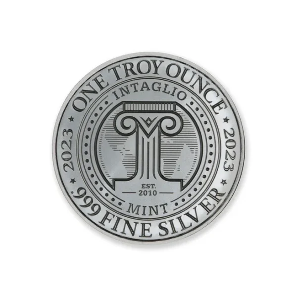 One Intaglio Mint Pre-Sale troy ounce fine silver coin.